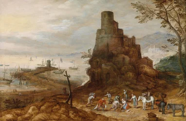 Kustlandschap met het graf van Scipio